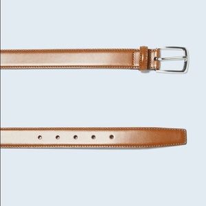 ZARA Men's Topstitched Tan Leather Belt 33-36